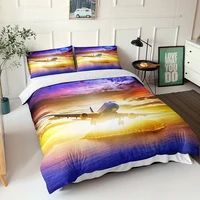 nordic style 3d print duvet cover airplane motif double bedspread with pillowcases fabic home textiles