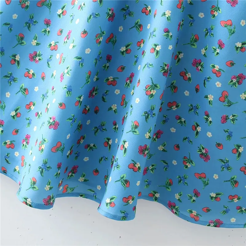 

PSEEWE Za 2021 Floral Mini Dress Woman Blue Wrap Short Dress Women Short Puff Sleeve Summer Dresses Cottagecore Casual Dresses