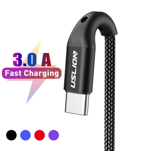 uslion 3a usb type c cable fast charging wire for samsung galaxy s8 s9 plus xiaomi mi9 huawei mobile phone usb c charger cable free global shipping