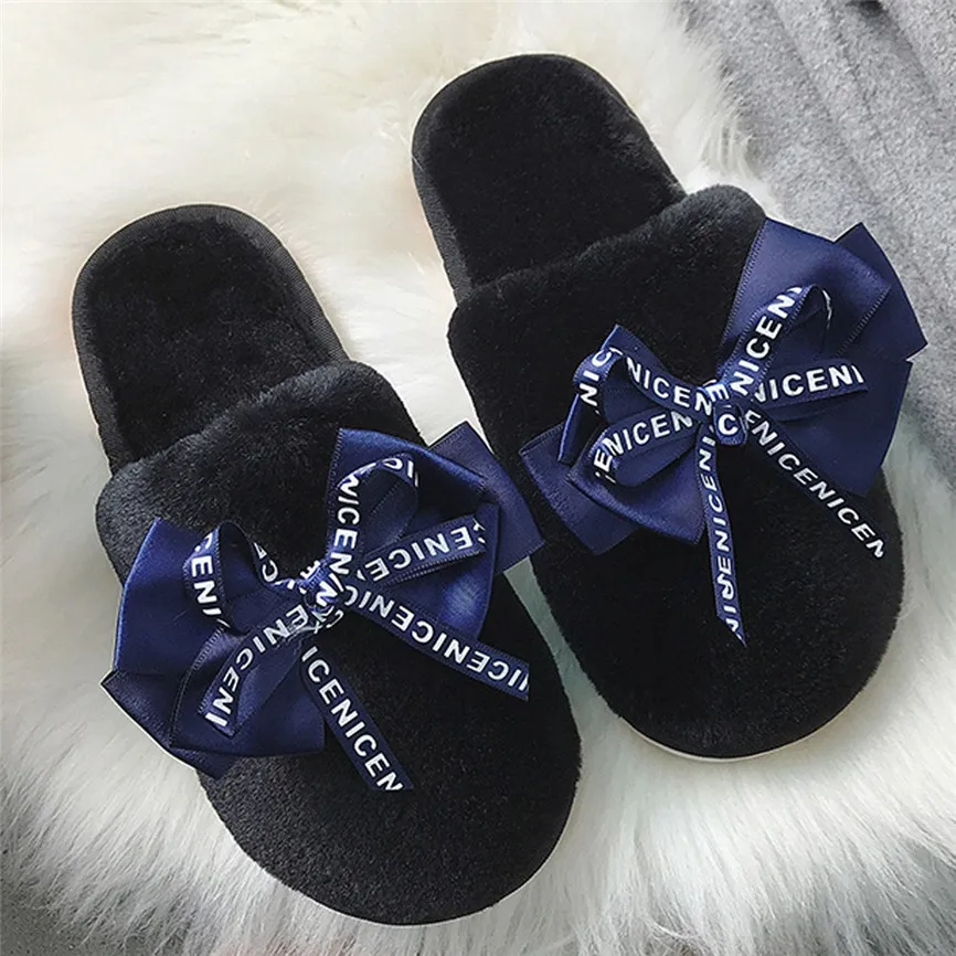 Нескользящие домашние тапочки Зимняя обувь на плоской подошве с закрытым носком