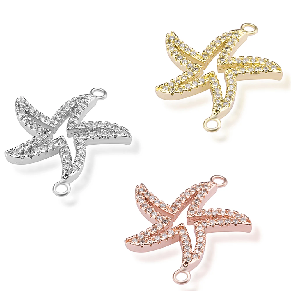 Микро инкрустированный блестящий кристалл в форме морской звезды ювелирный