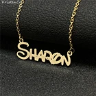Ожерелье с именем KristenCo на заказ, персонализированное ожерелье из нержавеющей стали с курсивом, именная табличка, ювелирные изделия с индивидуальным именем для женщин, ювелирные изделия