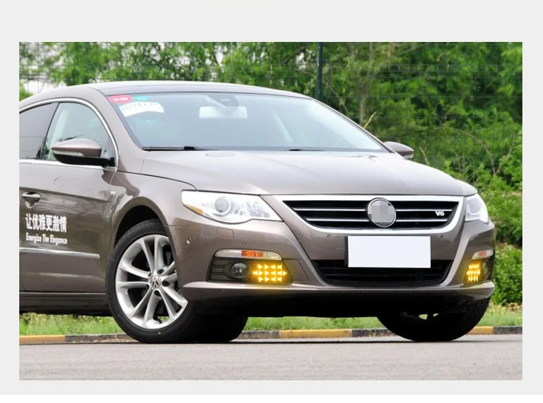 Светодиодные дневные ходовые огни DRL для Volkswagen vw passat cc 2010-2012 с желтым сигналом