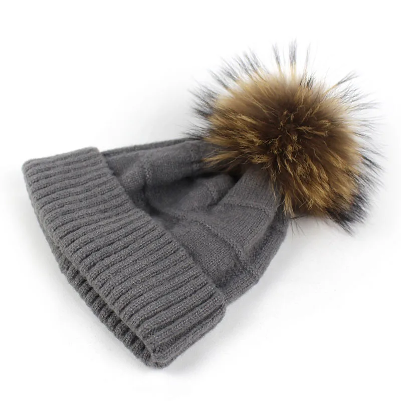 Minhui шапки из натурального меха для женщин зимние вязаная шапка одноцветная
