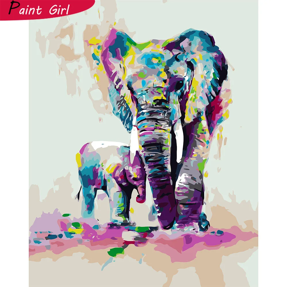 Diy живопись по номерам слон мать и ребенок Раскраска степень сложности три звезды