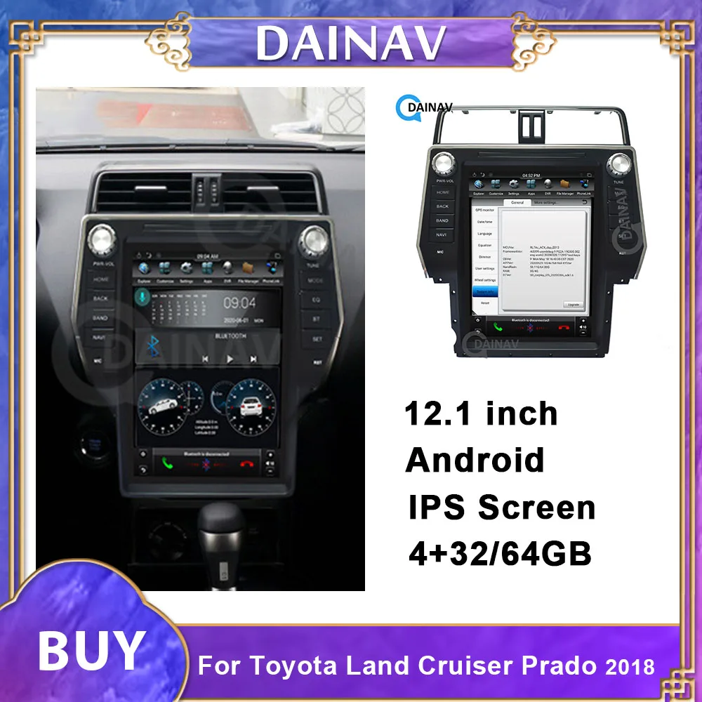

12.1 inch HD screen Car Multimedia DVD Player For-Toyota LAND CRUISER Prado 2018 Telsa Style Car Stereo Radio GPS Navigation