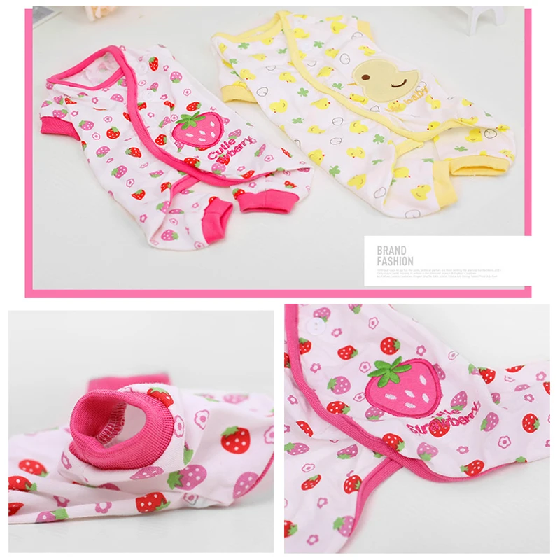 Милая розовая клубнично-желтая одежда для заката Пижама собаки хлопковый