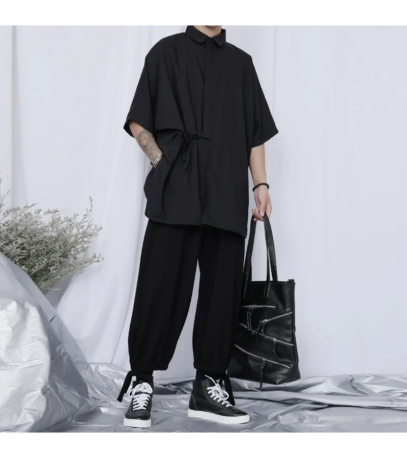 Падающие Широкие штаны мужские свободные прямые японский тренд Ямамото темный
