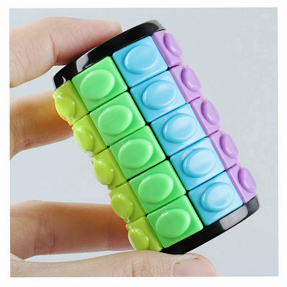 

New 3d Rotate Slide Babylon Tower Stress Cube Puzzle Toy Cube Kids Adult Color Cylinder Sliding Puzzle Sensory Toy