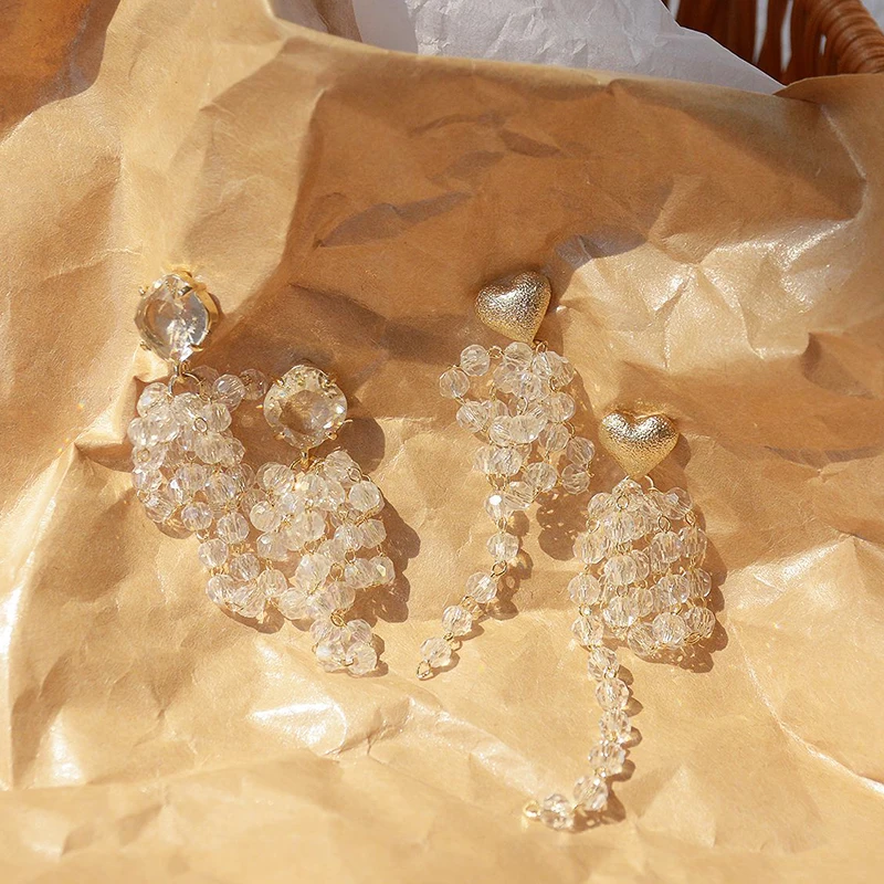 

Vintage Exquisite 14k Real Gold Jewelry Crystal Tassel Earrings for Women Luxury AAA Zircon Stud S925 Silver Needle INS Hot Gift