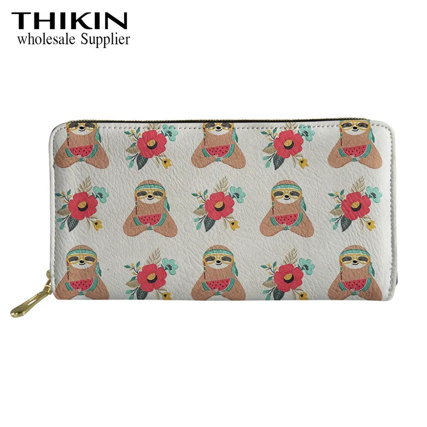 Женский кожаный кошелек THIKIN с милым принтом в виде животного женский модный на