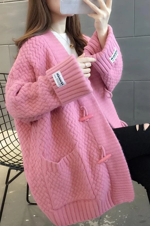 

Wool sweater women's cardigan autumn and winter new women's Korean spring and autumn coat lazy wind sweater loose outside