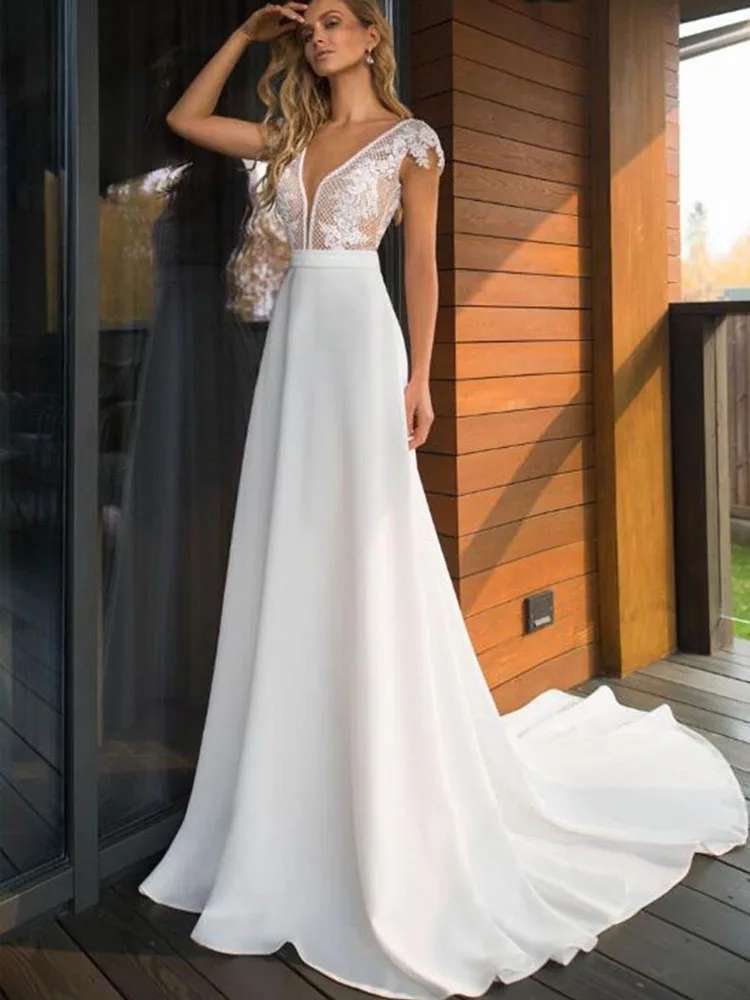

BAZIIINGAAA Simple Wedding Dress Lace Little Beading Strapless Dress Luxury Wedding Gowns Bridal Can Be Washed Bride Dresses