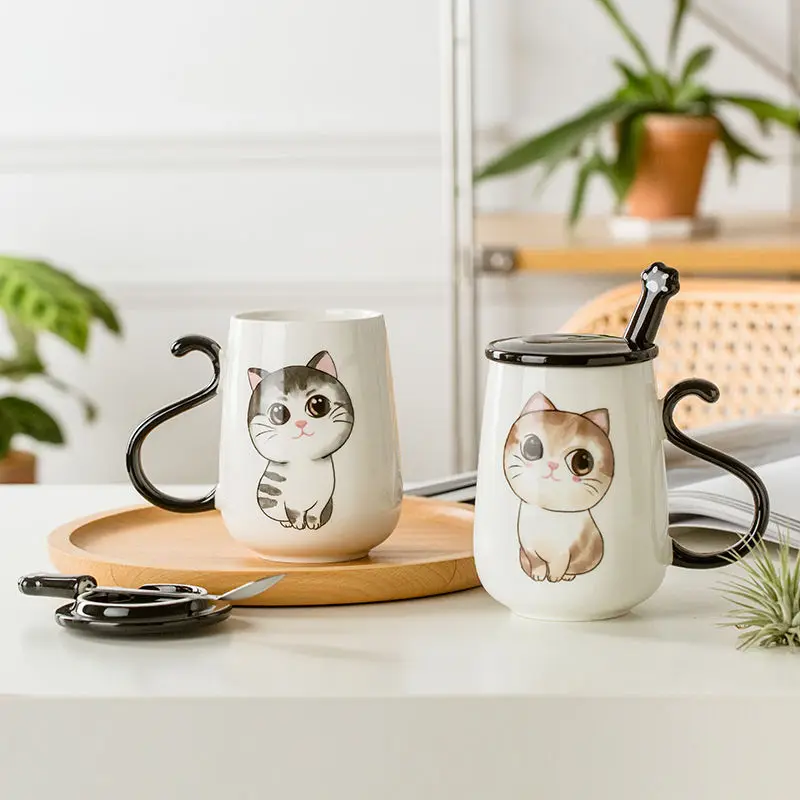 Кружка для пары керамическая кофейная чашка с изображением милого кота воды