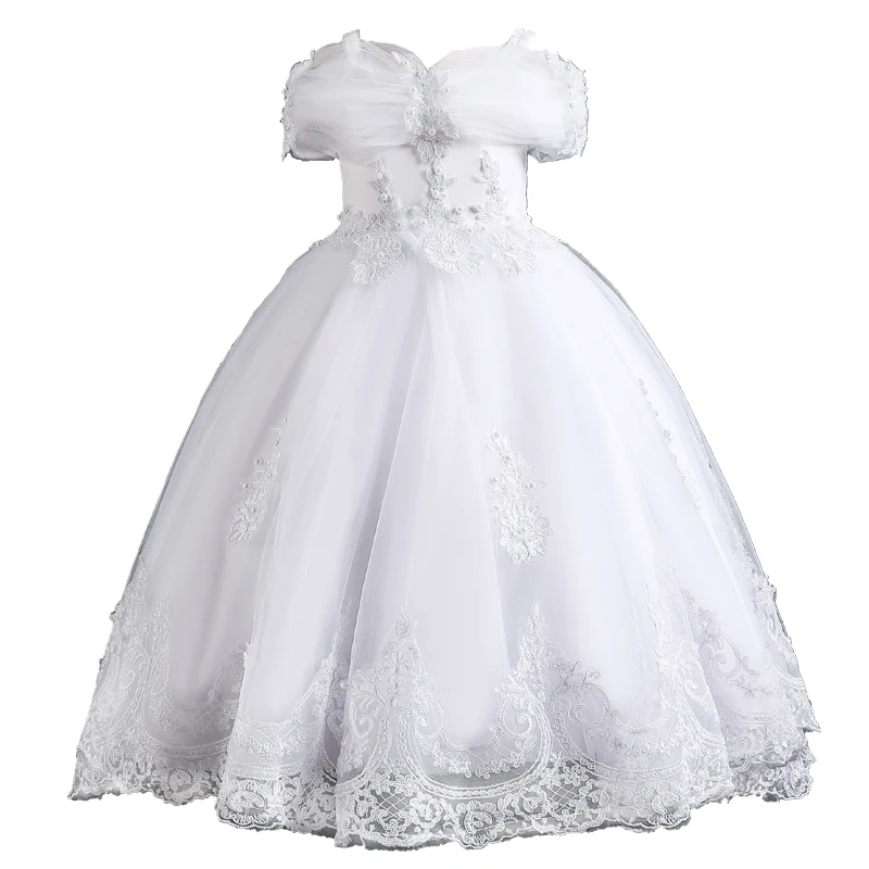 Flower Girls Pageant Dress Kids Wedding Dresses For Girl Vestidos 2020 Children Lace White Princess Robe Kid Party Evening Gown | Детская