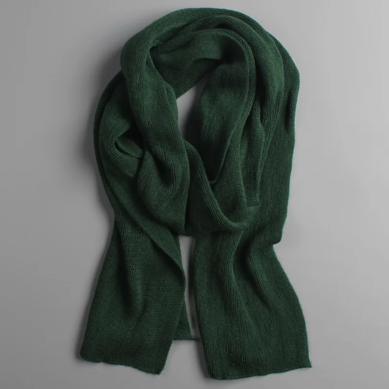 NEW arrived men scarf knit spring Unisex Thick Warm winter scarves long size male cashmere warmer women's scarves - Цвет: Зеленый