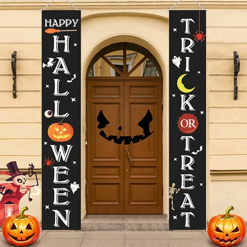 2 шт. на Хэллоуин с надписью Trick OR Treat двери изображением куплета фестиваль тыквы