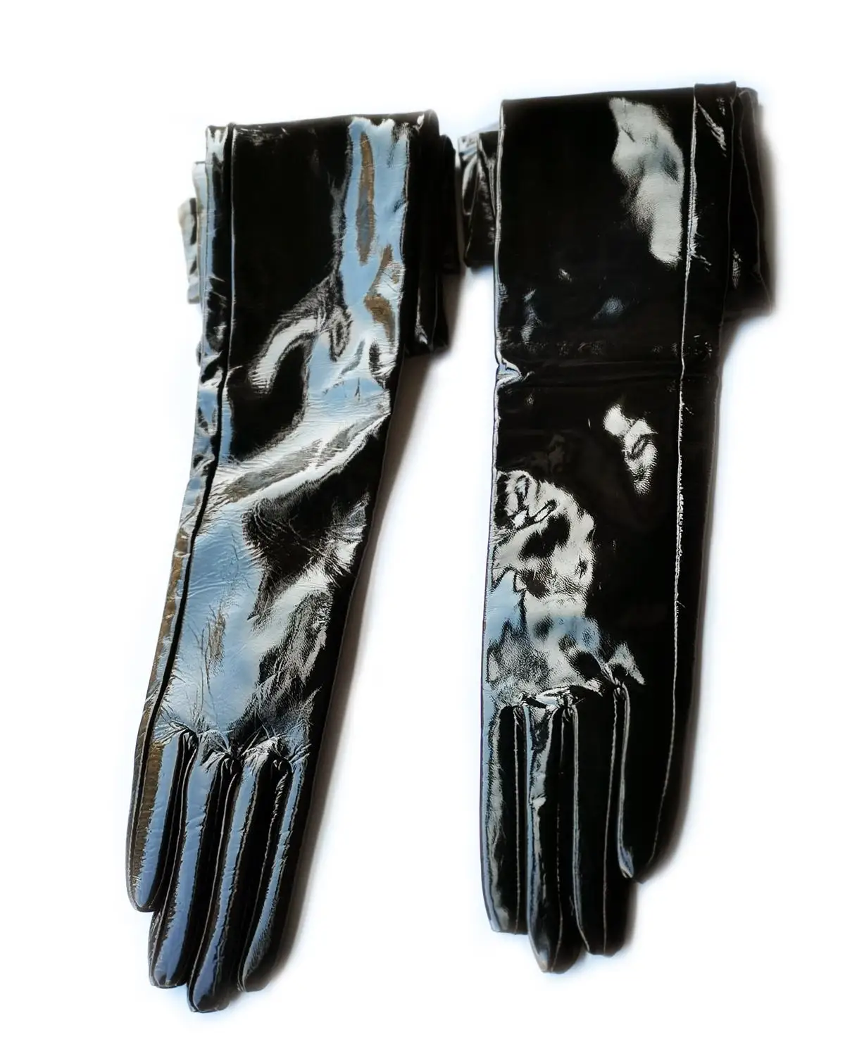 

lady 75cm(29.5") long plain super long top shining patent leather shoulder opera long gloves