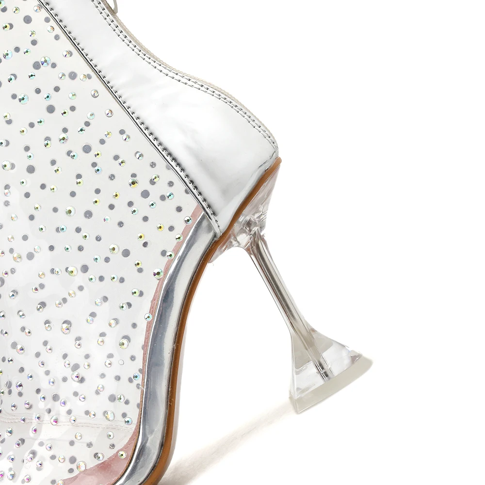 CJDLY 2020 прозрачные женские ботильоны на молнии тонком каблуке с острым носком