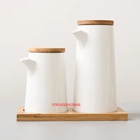 japanese style ceramic seasoning jar oil can soy sauce cruet salt shaker kitchen tools condiment box set white home chili jar