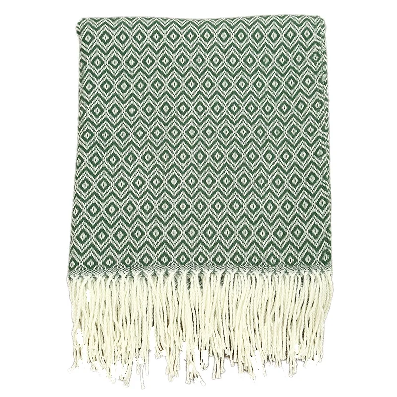 Aggcual Nordic современный геометрический выбрасывающимся одеялом в зеленую клетку