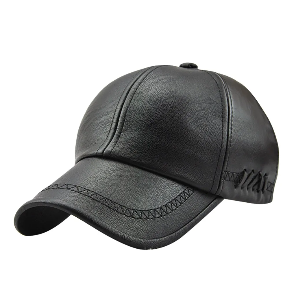 Men Fashion Vintage Women Winter Plaid Hat Leather Men's Cap Autumn Winter Vintage Berets Pure Color Hat Outdoor Baseball Cap