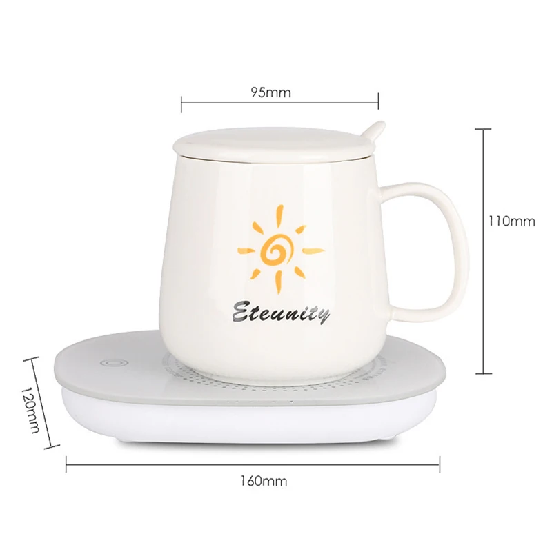 

55 Degree Constant Temperature Coffee Warmer Set Electric Cup Mat with Mug Mats 16W USB Heating Cup Wad for Drink Insulation
