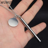 70cm stainless steel cylinder pendant long sweater necklaces for women hip hop necklace collares men jewelry never fade