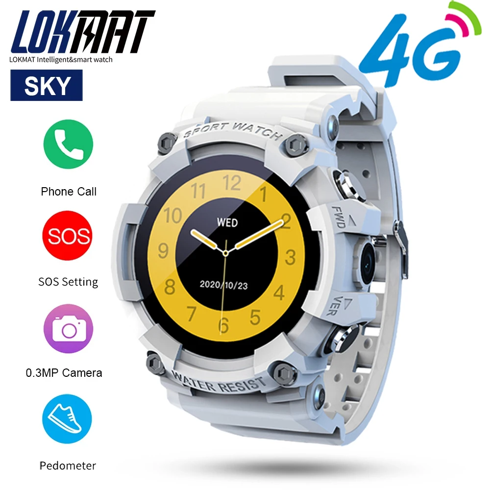 

LOKMAT SKY Smart Watch One-Key Emergency Call Watches Sport Fitness Tracker Bluetooth Full Touch Screen Camera SOS 4G Chat Watch