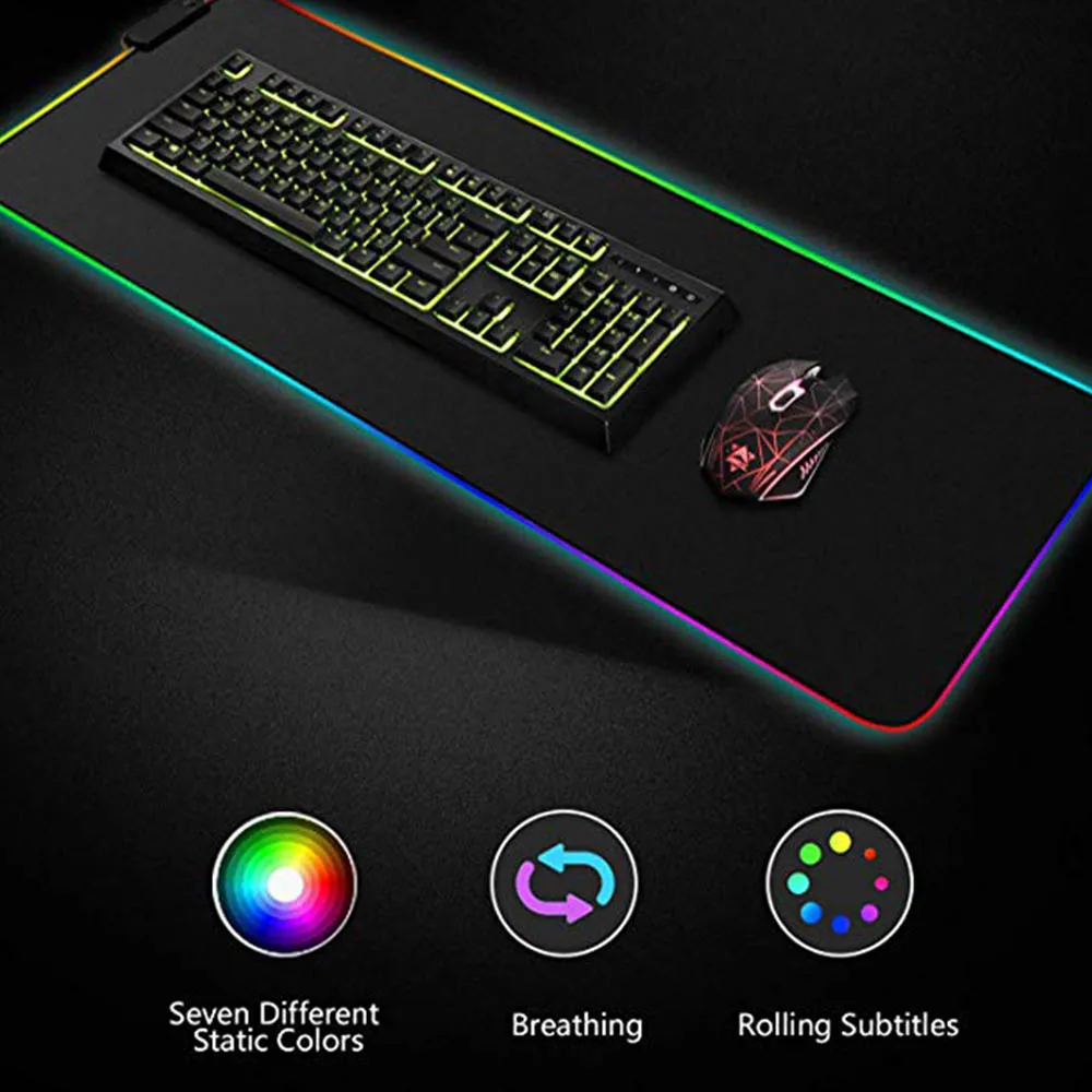 Светодиодный игровой коврик для мыши RGB Большой светящийся USB светодиодный