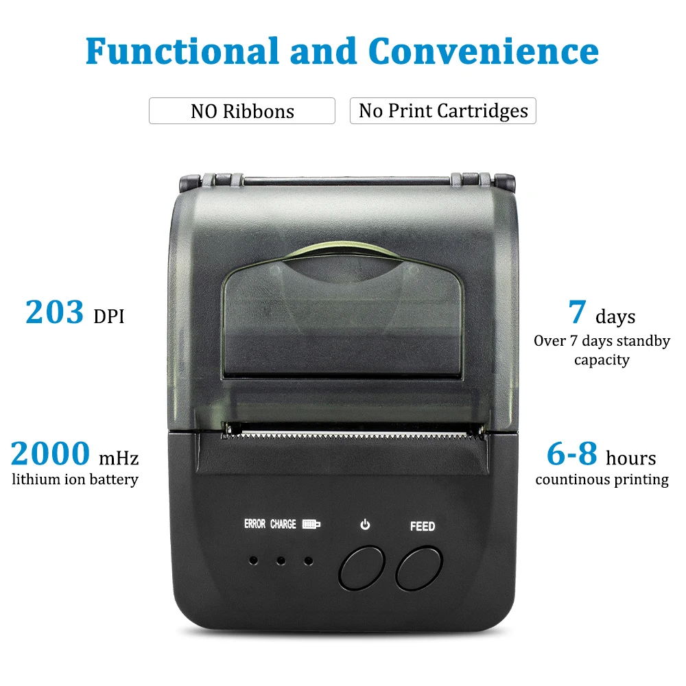 NETUM 80 мм Bluetooth термопринтер портативный 58 мм принтер для чеков для Android IOS Iphone ipad ESC/POS терминал NT-8003DD