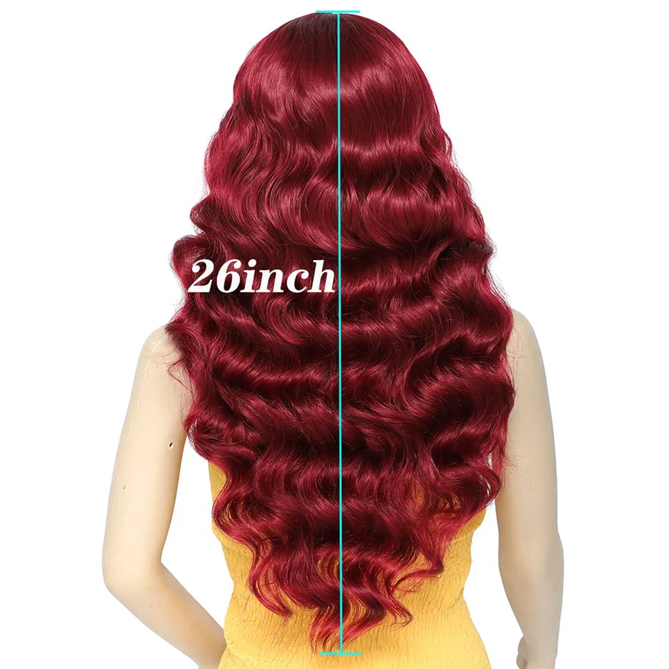 Парики на сетке спереди бордовый парик 26 дюймов длинные волнистые кудрявые смеси