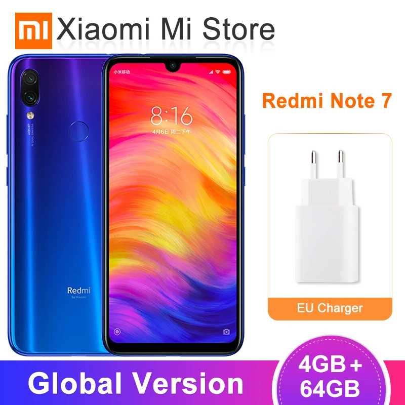 Xiaomi Redmi Note 7 смартфон с восьмиядерным процессором Snapdragon 660 ОЗУ 4 Гб ПЗУ 64 ГБ 48 МП 4000