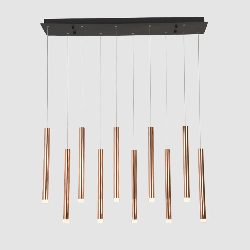 Новый черный/золото led люстра длинная трубка лампы Кухня остров Обеденная