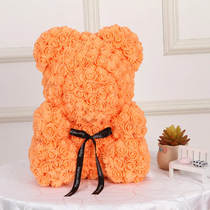 Orange 40cm 25/40 см искусственные цветы розы медведь многоцветный ПЕНА РОЗА Teddy Bear девушке на День святого Валентина, подарок ко Дню День рождения украшения - Цвет: Orange 40cm
