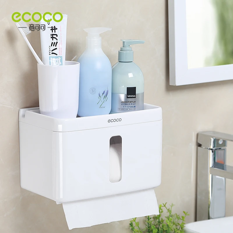 

ECOCO Bathroom Tissue Box Non-Perforated Wall-Mounted Waterproof Tissue Box Articles Mobile Phone Holder Mobile Phone Speaker