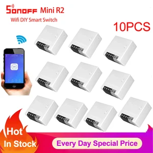 Интеллектуальный выключатель света Sonoff мини R2 Интеллектуальный переключатель Wi-Fi двухстороннее Управление модули для автоматизации умного дома Беспроводной таймер для переключателя сделай сам через приложение EWelink Alexa