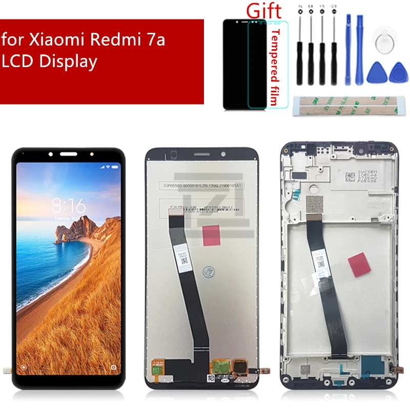 Для Xiaomi redmi 7A ЖК-дисплей кодирующий преобразователь сенсорного экрана в сборе с рамкой для redmi 7a дисплей Замена Ремонт Запчасти