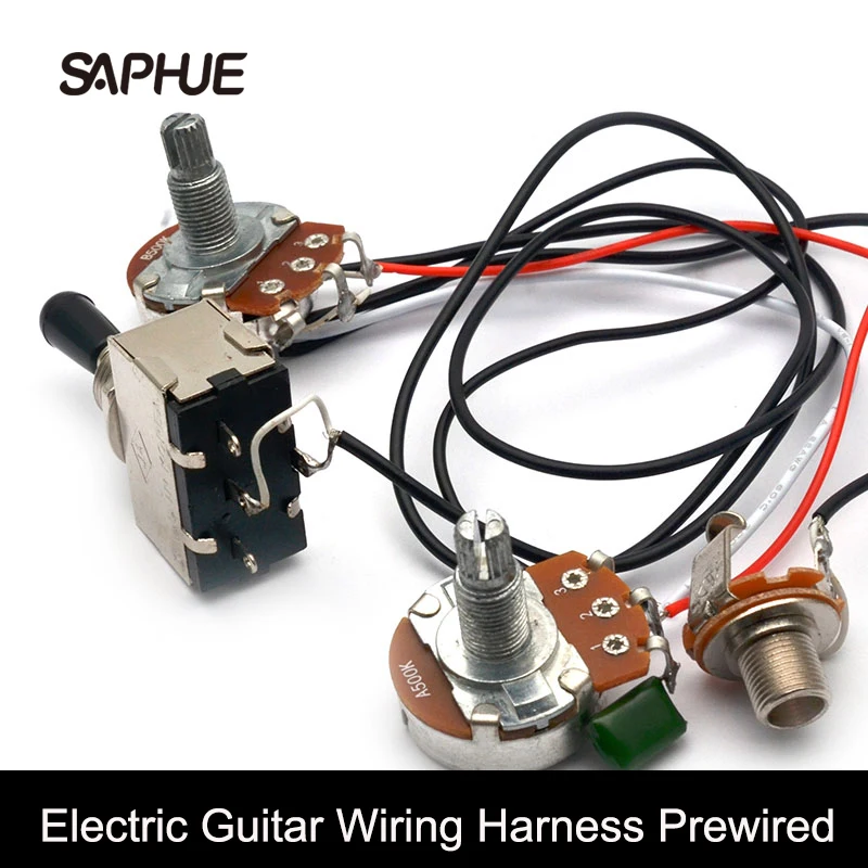 

Electric Guitar Wiring Harness Prewired Two Pickup 500K Big Pots 3 Way Toggle Switch for LP Electric Guitarra