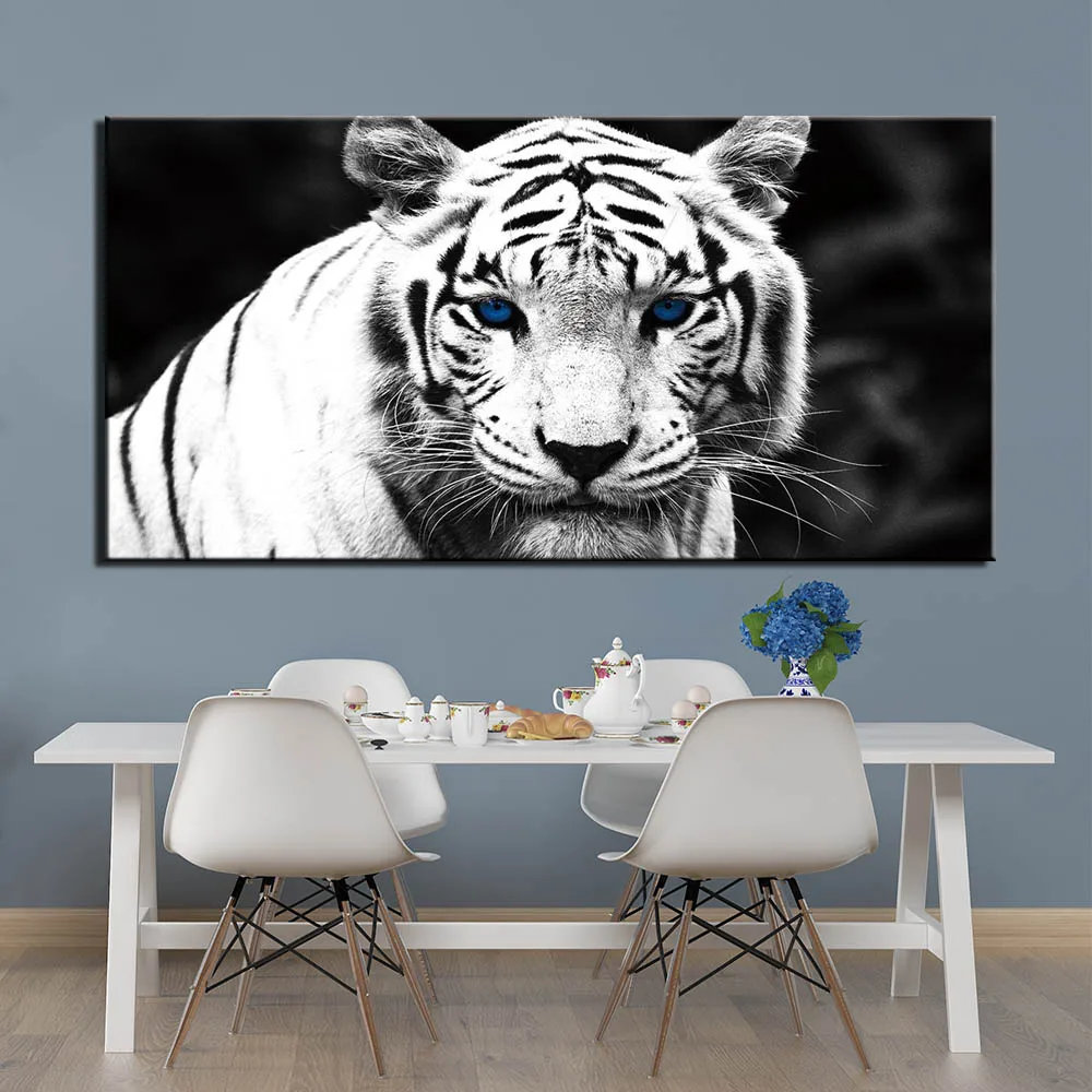

1 Panel Canvas Painting Wall Art Poster Home Decoration Posters And Prints Blue Eyes Tiger Pictures For Living Room