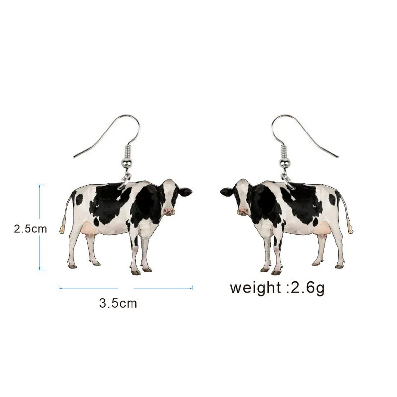 

Acrylic Dairy Cattle Cow Earrings Drop Dangle Jewelry Farm Animal For Women Girls Teens Kids Party Charm Gift Accessories