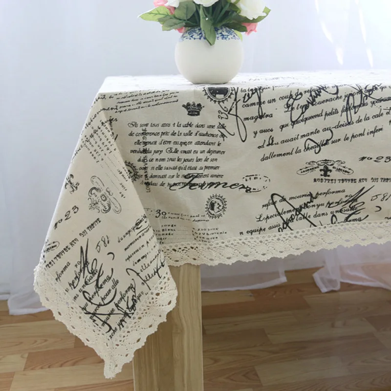 Letter pattern Декор для дома, настольный скатерть из льна и кружева, прямоугольная скатерть для обеденного стола, скатерть s obres Tafelkleed mantel mesa nappe - Цвет: Letter pattern