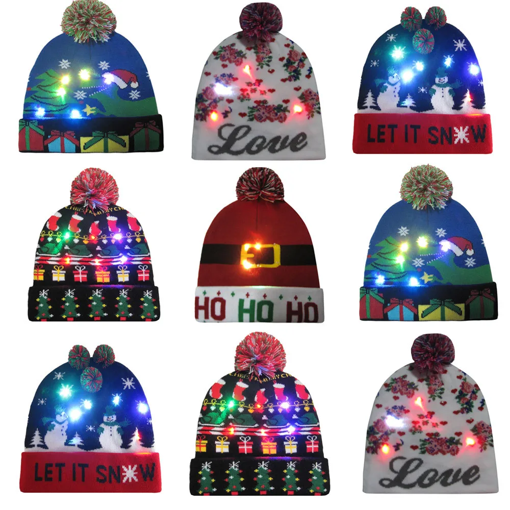 Новинка 2019 женская шапка со светодиодсветильник кой вязаный уродливый свитер