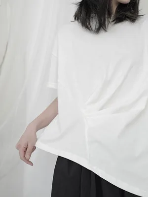 Асимметричная женская футболка Модный Новый плиссированный пуловер в стиле