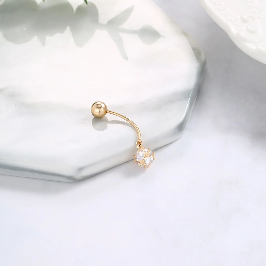 Серебряное циркониевое кольцо Neoglory S925 с квадратным пупком для женщин пирсинг