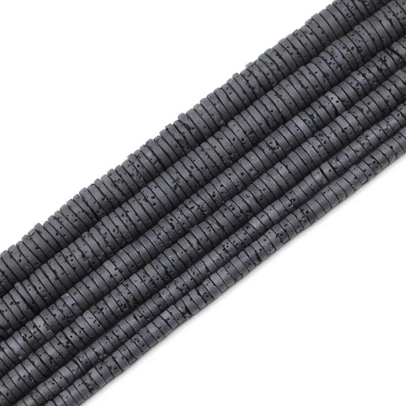 Натуральный черный камень из вулканической лавы бусины 4/6/8 мм плоские круглые