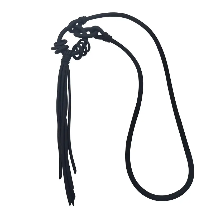 Yd & Ydbz Nieuwe Rubber Ring Gesp Kwastje Lange Ketting Dames Retro Trui Decoratieve Kettingen Klassieke Lederen Ketting Sieraden Yd & Ydbz Nieuwe Rubber Ring Gesp Kwastje Lange Ketting Dames Retro Trui Decoratieve Kettingen Klassieke Lederen Ketting Sieraden