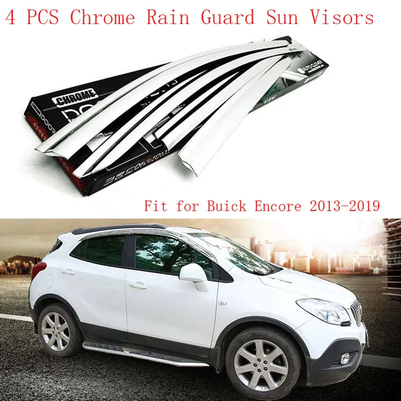 

4 шт. хромированные боковые дефлекторы от дождя вентиляционные козырьки солнцезащитные козырьки подходят для Buick Encore 2013-2019