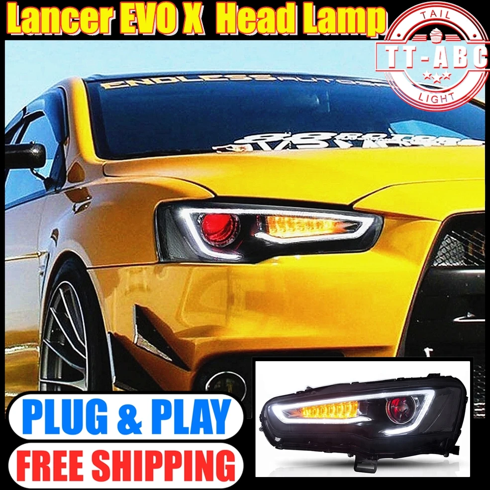 Светодиодные фары дьявольские глаза для Mitsubishi Lancer EVO X 2008 до 2020 DRL указателей