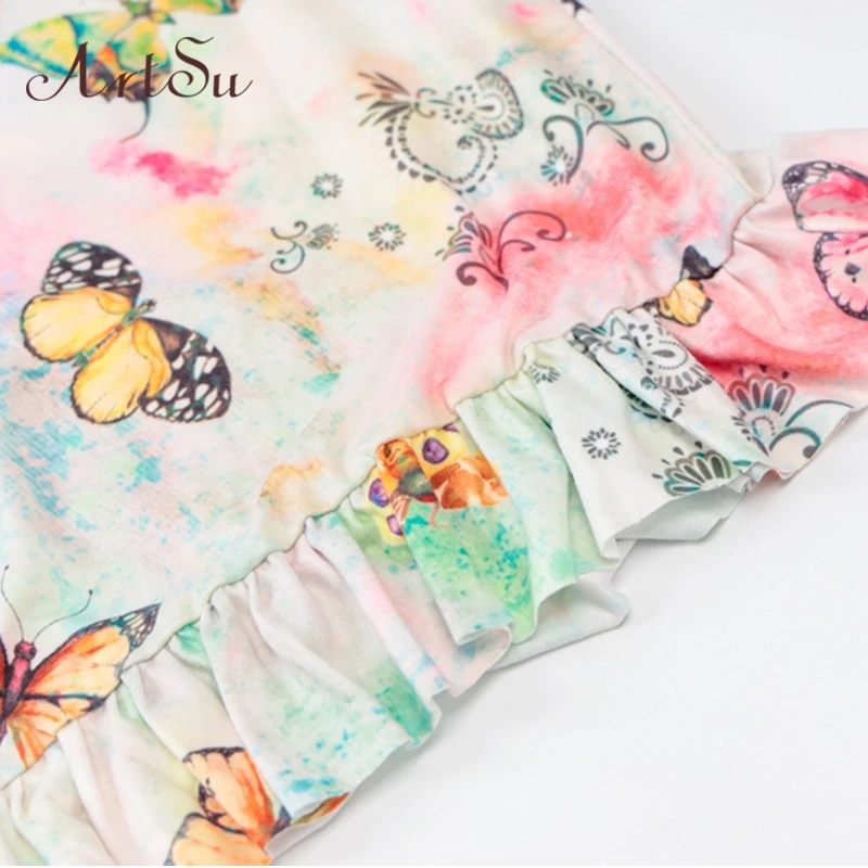 Женское облегающее мини-платье на бретельках с принтом бабочки | Женская одежда